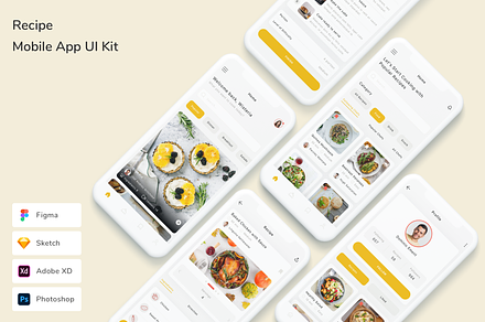 Recipe Mobile App UI Kit, an UI Kit Template by Betush