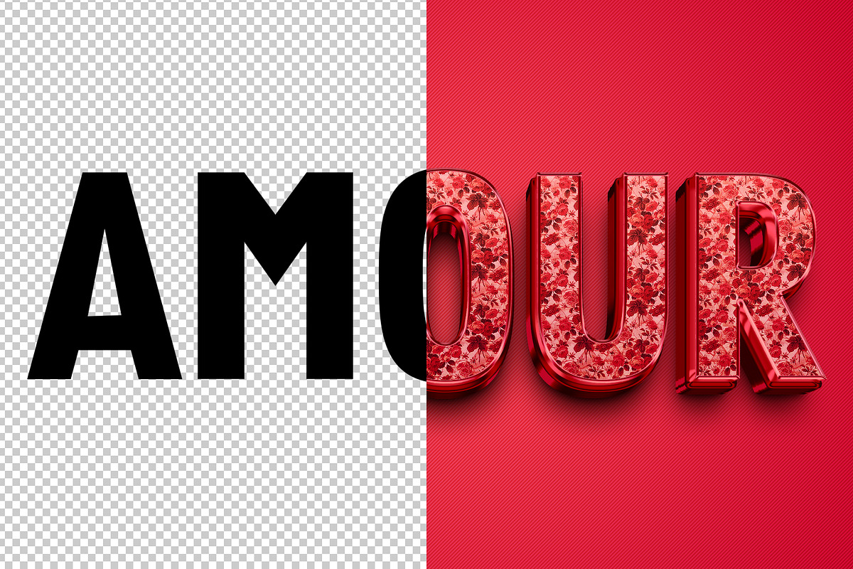 Amour 3D editable text effect, a Layer Style Add-On by Hello Muh (Photo 2 of 2)