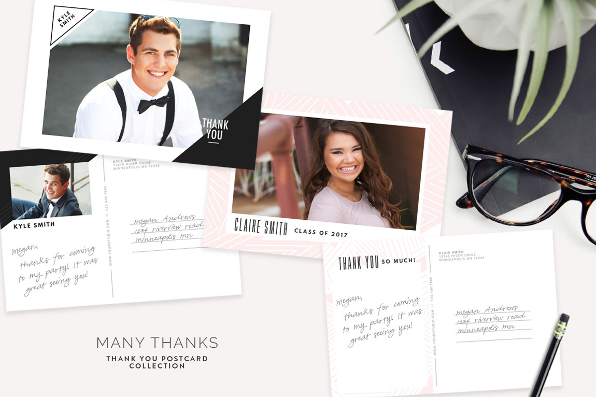 Many Thanks Thank You Postcards, a Card Template by The Modern Collective (Photo 1 of 11)