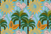 Tropical Cockatoo Palm Papaya, a Pattern Graphic by NayaChu (Thumbnail 6 of 9)