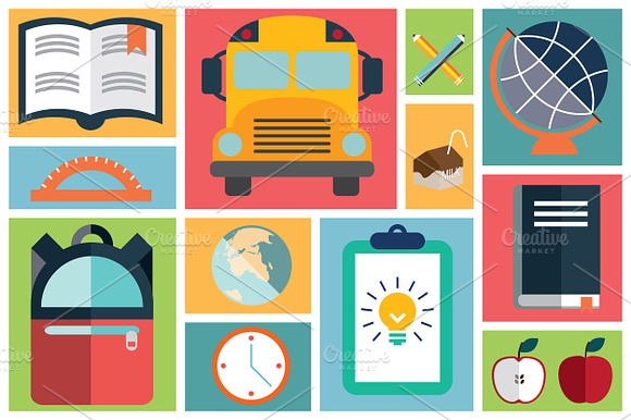 Flat School Icons