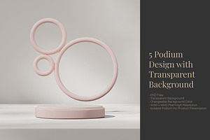 5 Podium with Transparent Background