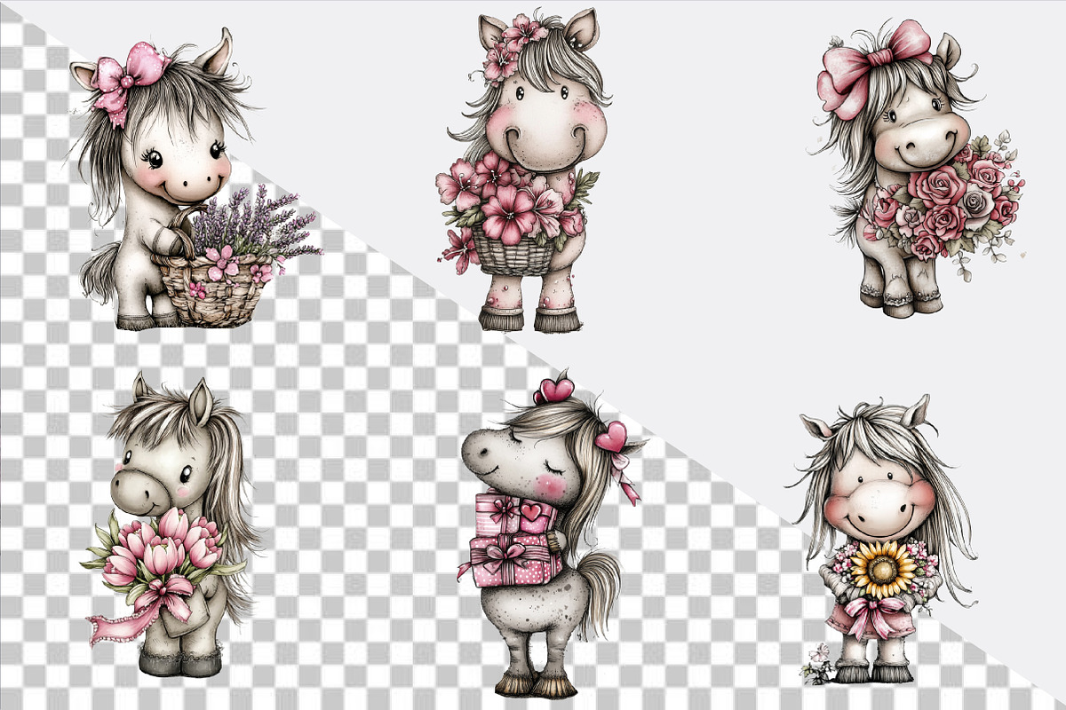 Whimsical Mother's Day Horse Clipart, an Illustration by SVGArt (Photo 3 of 9)