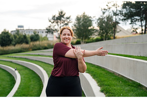 Body positive woman warming up, a Sports & Recreation Photo by HalfPoint