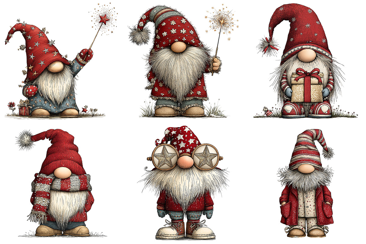 New Year Gnome Clipart, an Illustration by Craft Nest (Photo 3 of 9)