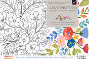 Procreate floral stamp & brush set, a Brush Add-On by Patishop Art (Thumbnail 1 of 8)