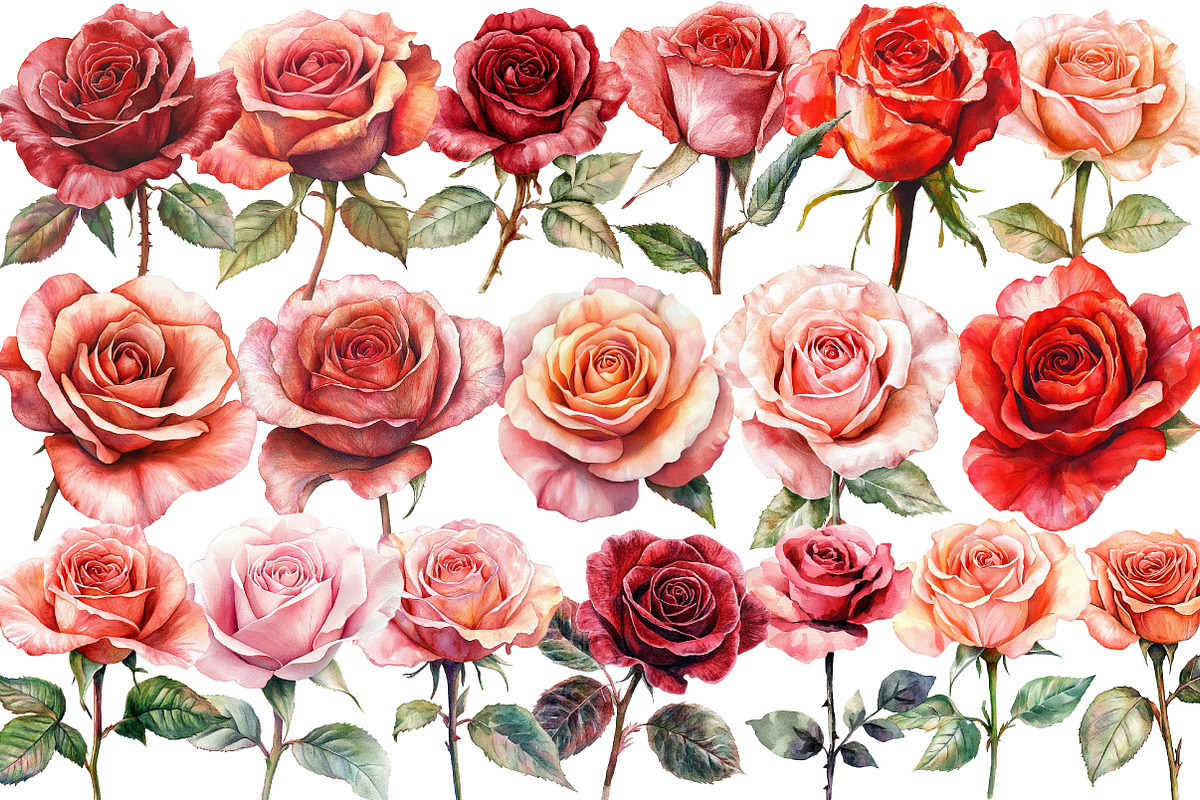 Valentine's Rose Clipart, an Illustration by Design Market (Photo 2 of 5)