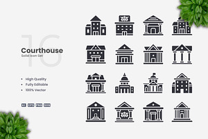 Courthouse Solid Icons, an Icon by Upnowgraphic
