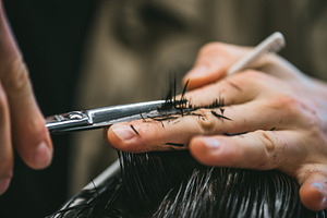 Man haircut featuring barber, salon, and hair