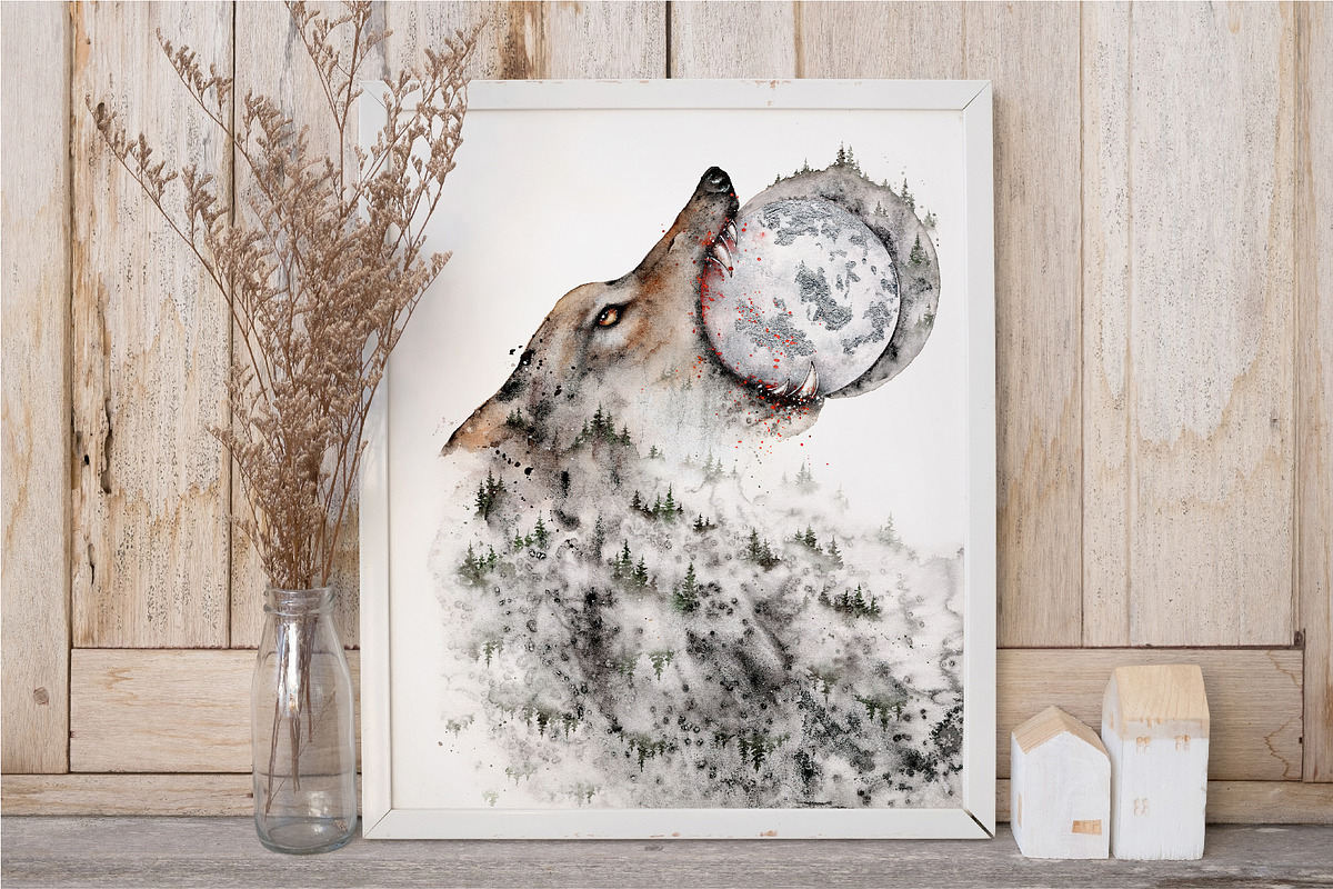 Forest Wolf. Watercolor Wall Art, an Animal Illustration by Lumitar (Photo 3 of 8)