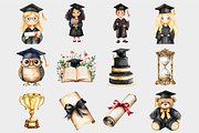 Watercolor Graduation Clipart, a Seasonal Illustration by Design Market (Thumbnail 4 of 5)