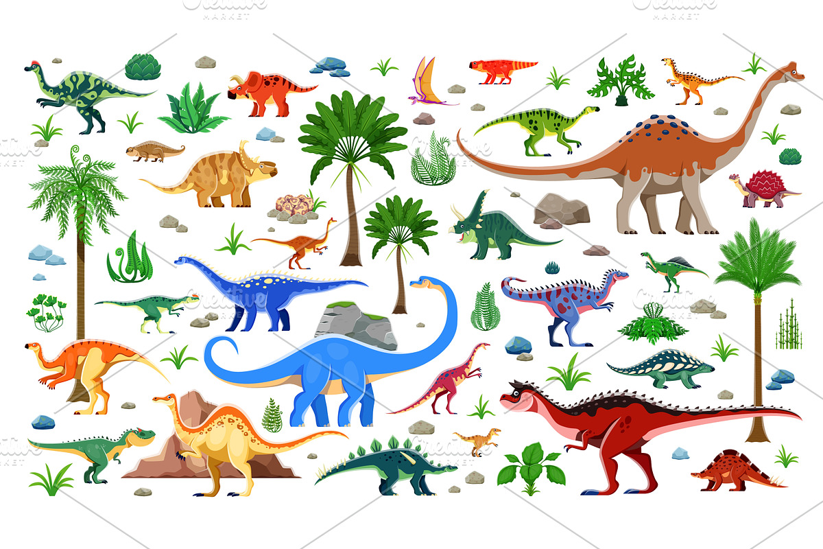Prehistoric dinosaurs, lizards, an Animal Illustration by Vector Tradition