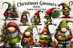 Whimsical Christmas Gnome Clipart, an Illustration by Dream Creation