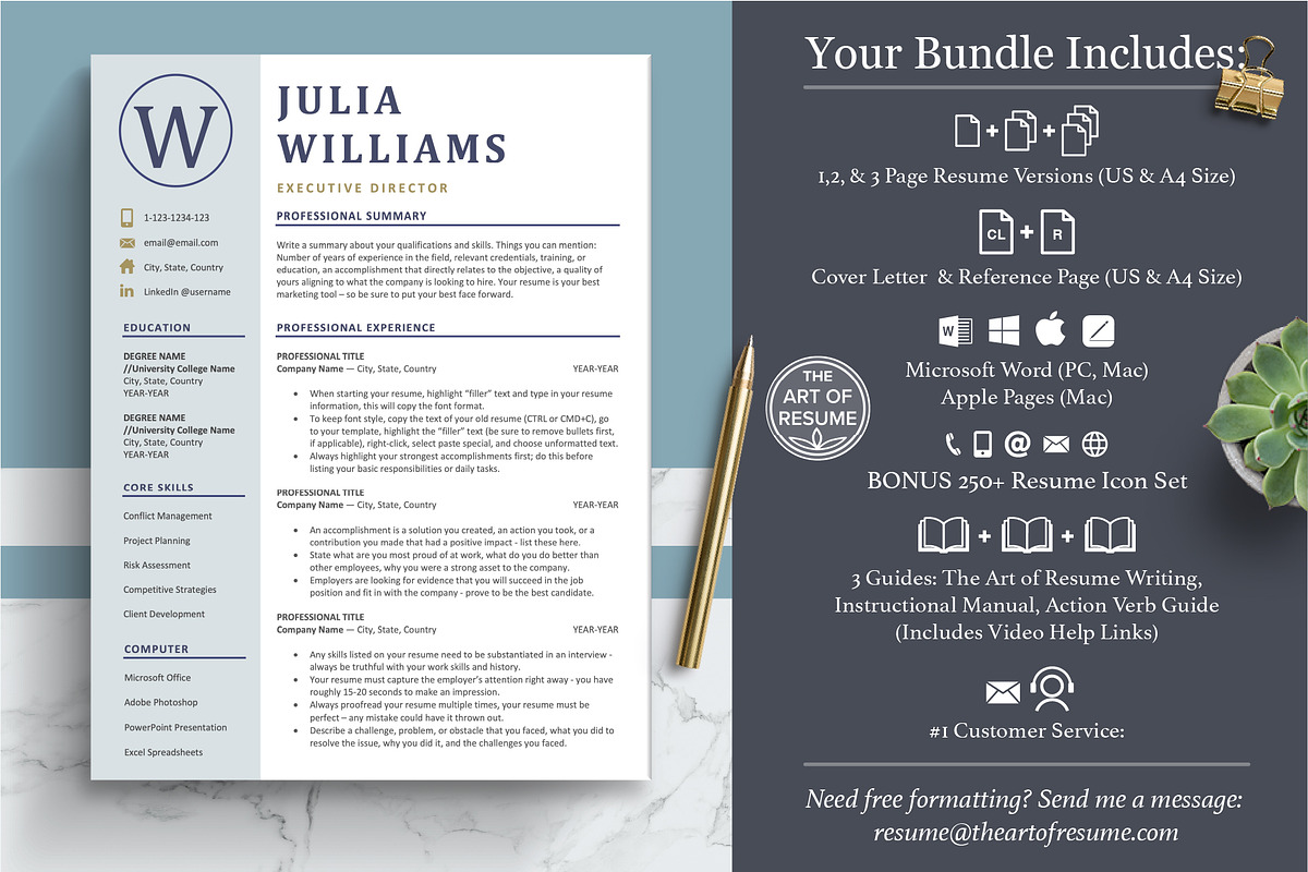 Executive Resume CV Template, a Resume Template by The Art of Resume (Photo 2 of 8)