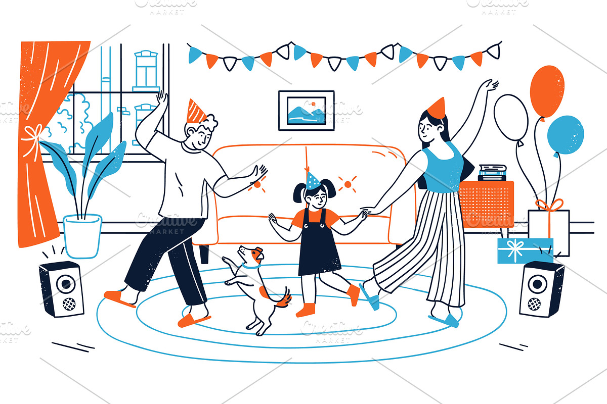 Happy family celebrating birthday, a Person Illustration by vectorpointstudio