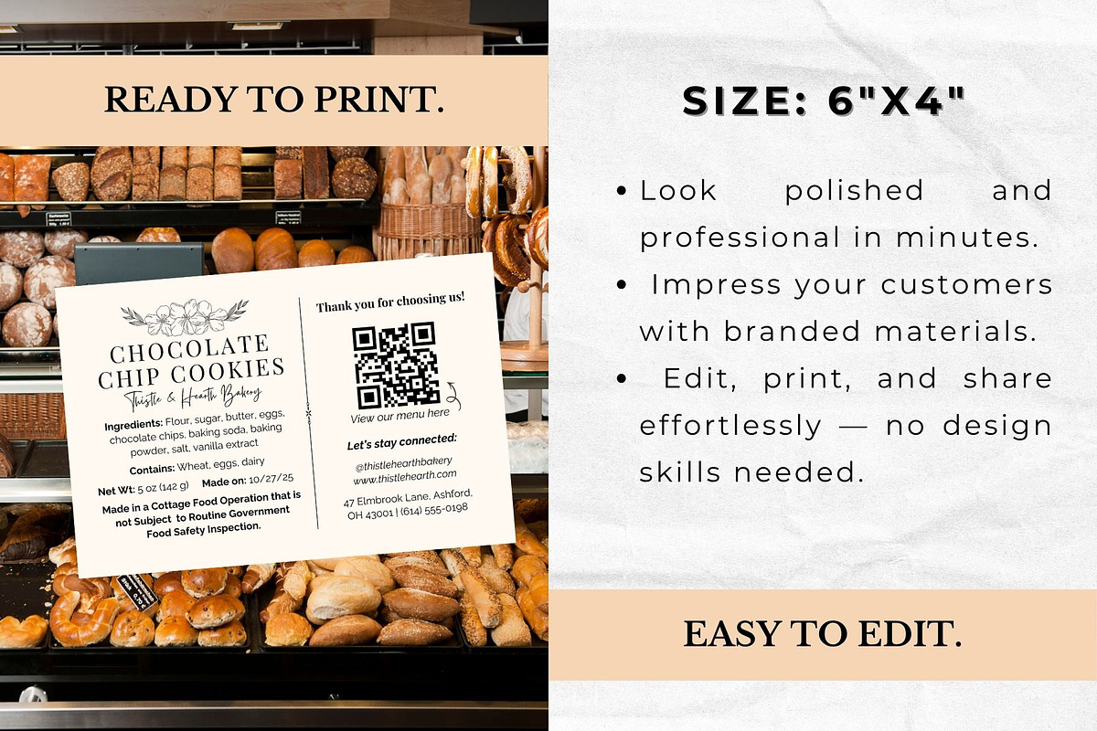 Cottage Food Law Label Template, a Business Card Template by Anna Design Studio (Photo 3 of 9)