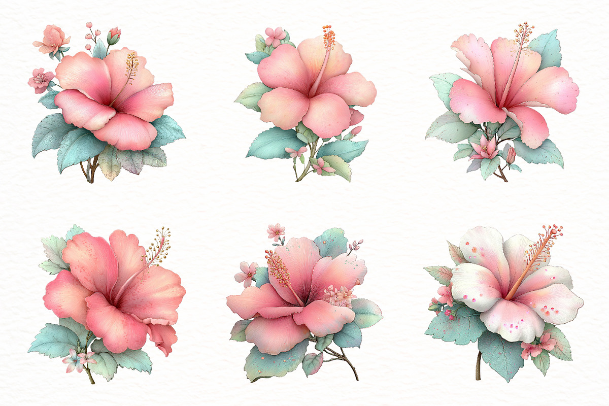 Watercolor hibiscus flower clipart, an Illustration by Designworld (Photo 5 of 6)