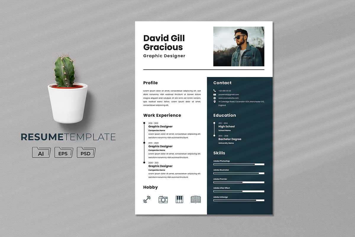Modern Simple - Resume Template, a Resume Template by Jiwstudio (Photo 1 of 2)