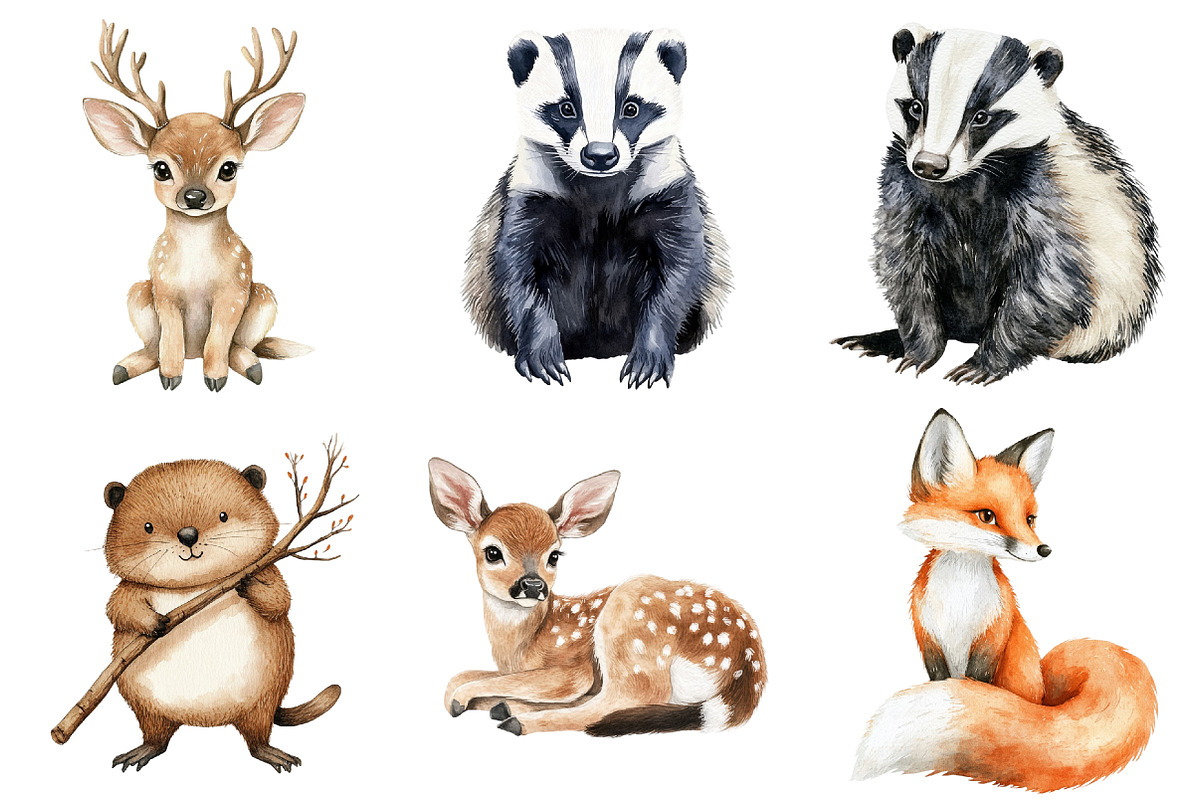 Cute Woodland Animal Clipart, an Illustration by CitraGraphics (Photo 2 of 5)