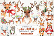 Magical Reindeer Christmas Clipart, an Animal Illustration by RobertsArt (Thumbnail 1 of 7)
