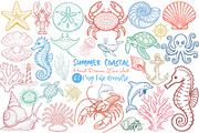 Summer Coastal Hand Drawn Line Art, an Illustration by Dream Creation (Thumbnail 1 of 4)