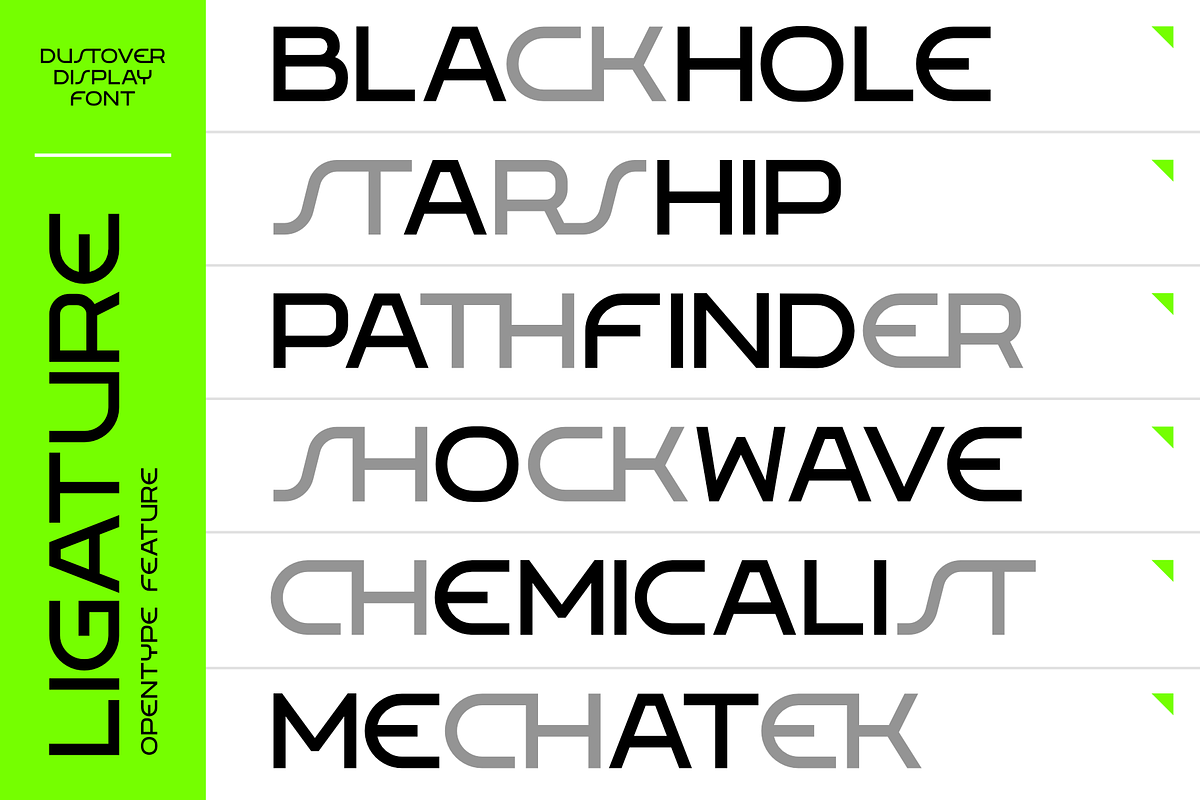 DUSTOVER - Futuristic Display Font, a Sans Serif Font by Cruizy & Co (Photo 5 of 9)