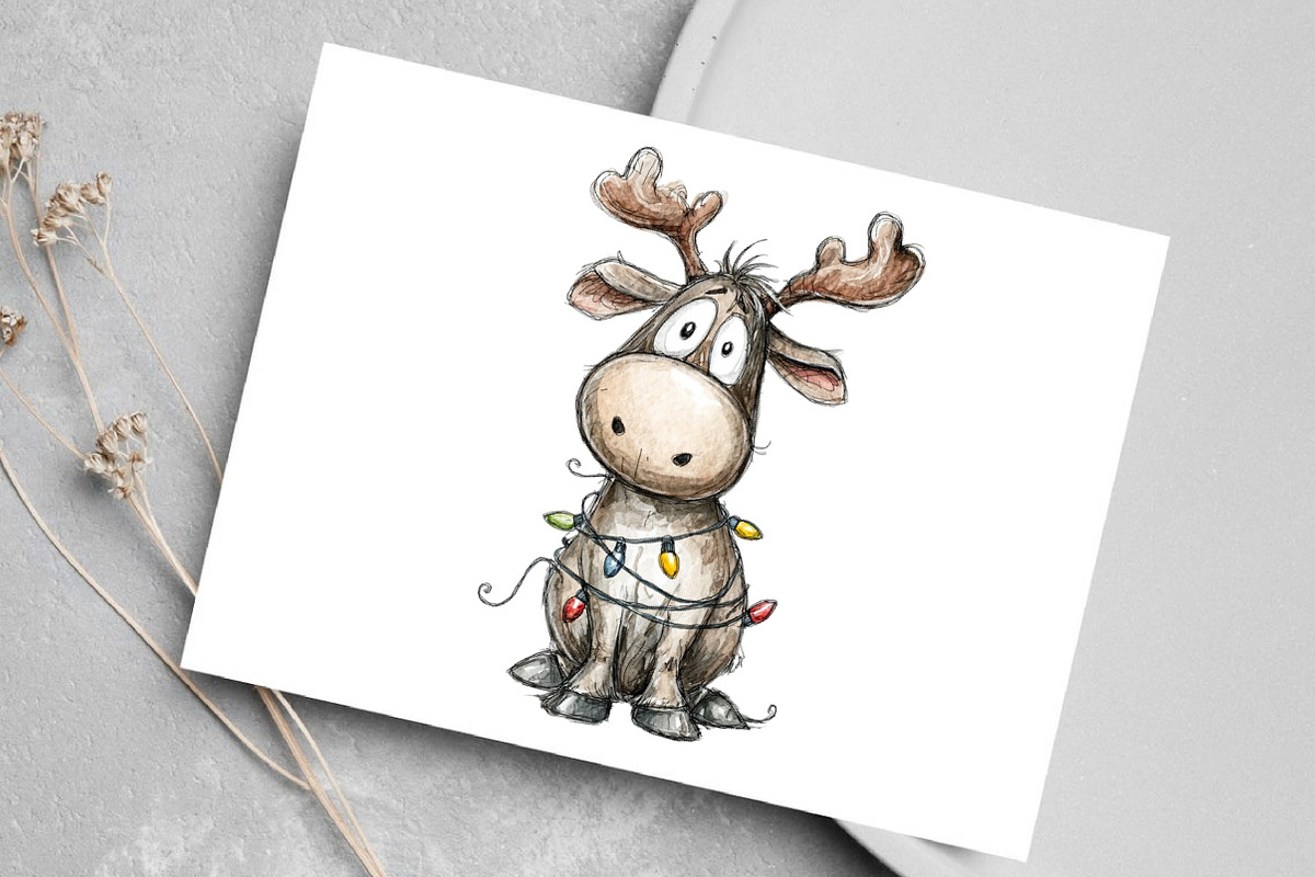 Quirky Funny Christmas Reindeer, an Illustration by Canvas Craft (Photo 5 of 7)