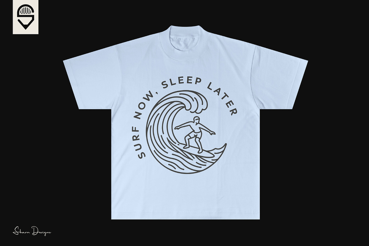 Surfer wave line art design, a Graphic by shaondesigns (Photo 3 of 4)