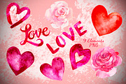 LOVE - Watercolor Clip Art Set, an Object Graphic by Nadiia Hanina (Thumbnail 3 of 3)