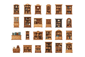 Bookcases with shelves and books in, an Education Illustration by Onyx