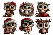 Whimsical Christmas Owl Clipart, an Animal Illustration by Creative Art (Thumbnail 3 of 6)