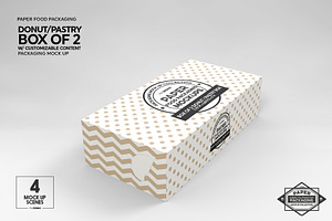 Box Of Two Donut Pastry Box Mockup