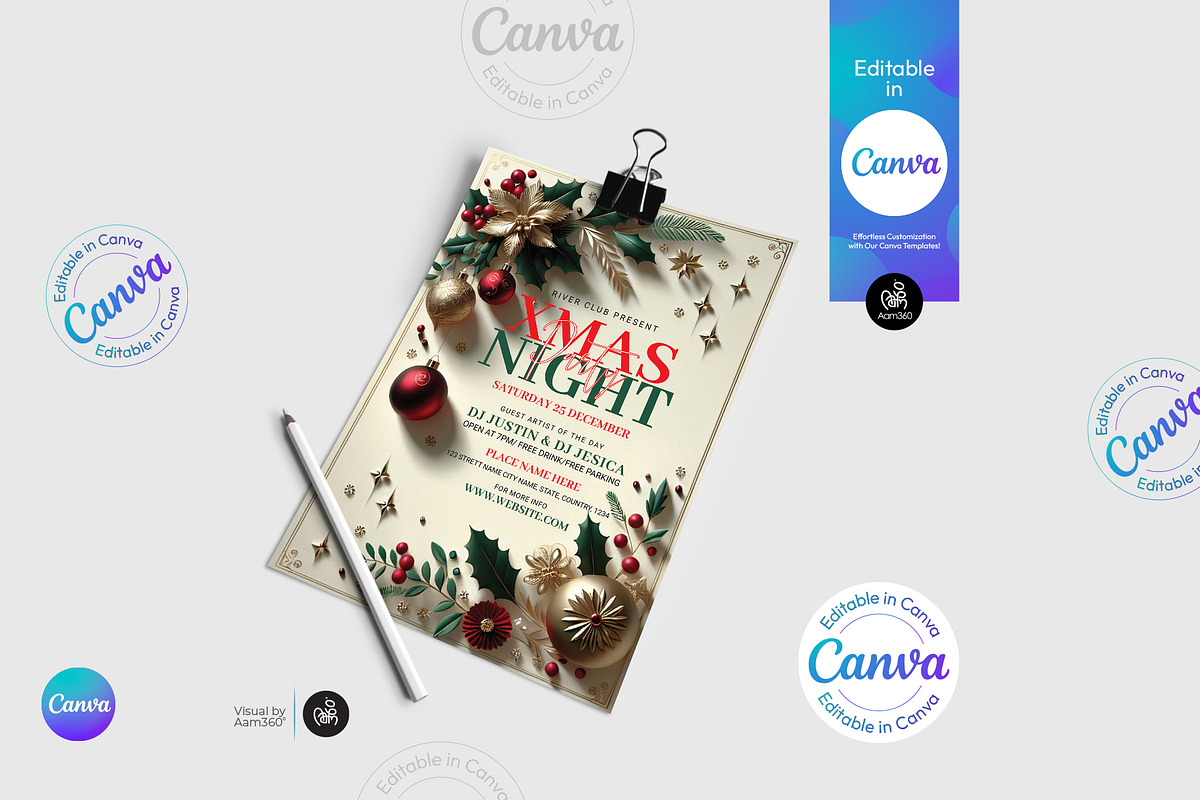 Christmas Party Flyer Template, a Flyer Template by Aam360 (Photo 2 of 3)