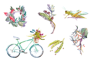 Spring watercolor clipart set