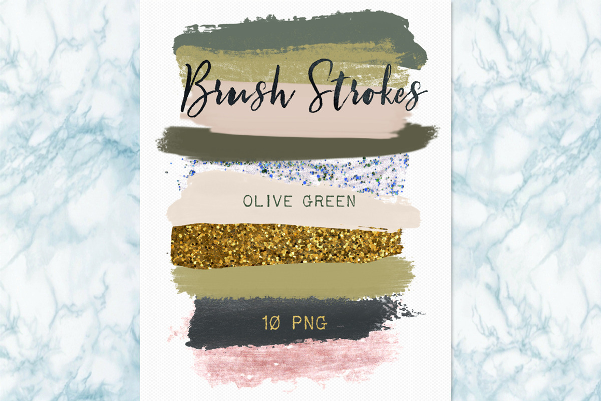 Brush strokes clipart. Olive green., a Food Illustration by LABFcreations