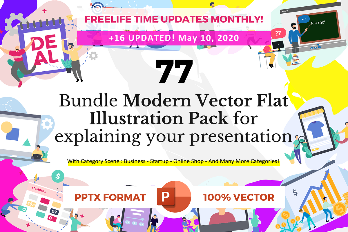 SALE | 77 FLAT VECTOR ILLUSTRATION, a Presentation Template by rivatxfz (Photo 1 of 9)