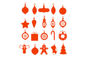 ollection of hanging christmas icons