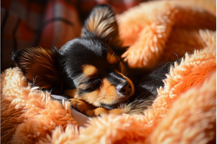 Serene puppy nap in warm sunshine, an Animal Photo by Ylivdesign