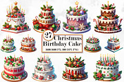 Watercolor Christmas Birthday Cake, a Work Illustration by Craft Nest (Thumbnail 1 of 5)