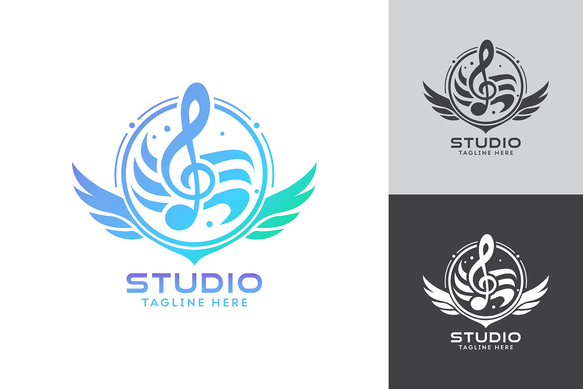 Music Studio Logo with Wings, a Branding & Logo Template by Saba Vector