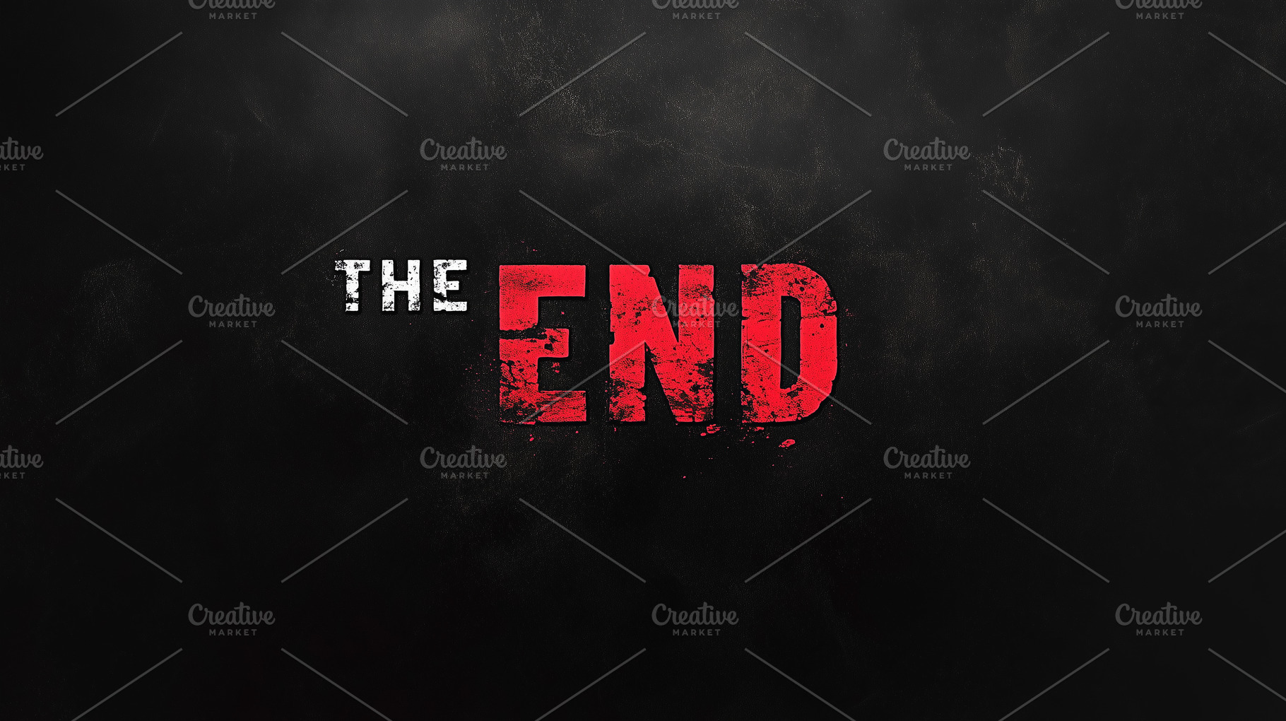 Grungy The End text in bold red, a Background Photo by MistyDay