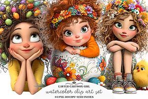 Whimsical Easter Cartoon Girl Clipar, an Animal 3D Model by GatewayDesign