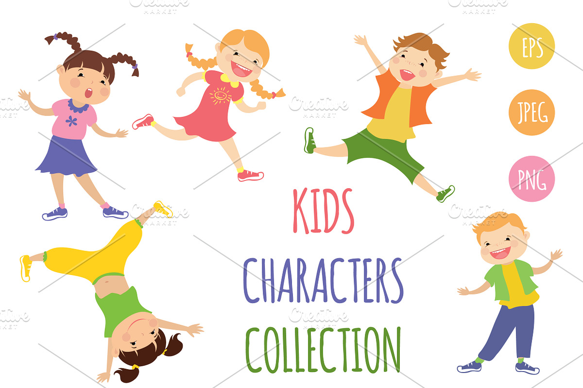 Collection cartoon kids characters, an Education Illustration by naum_studio (Photo 1 of 2)
