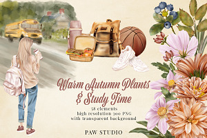 Back To School Clipart Autumn Girl, an Education Illustration by PawGraphic