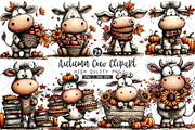 Whimsical Autumn Cow Clipart, a Seasonal Illustration by OK Design (Thumbnail 1 of 6)