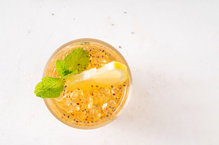 Iced chia seeds tea or lemonade