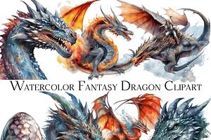 Watercolor Fantasy Dragon Clipart