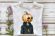 Watercolor Halloween Skeleton Clipar, an Illustration by Rose Art (Thumbnail 6 of 7)