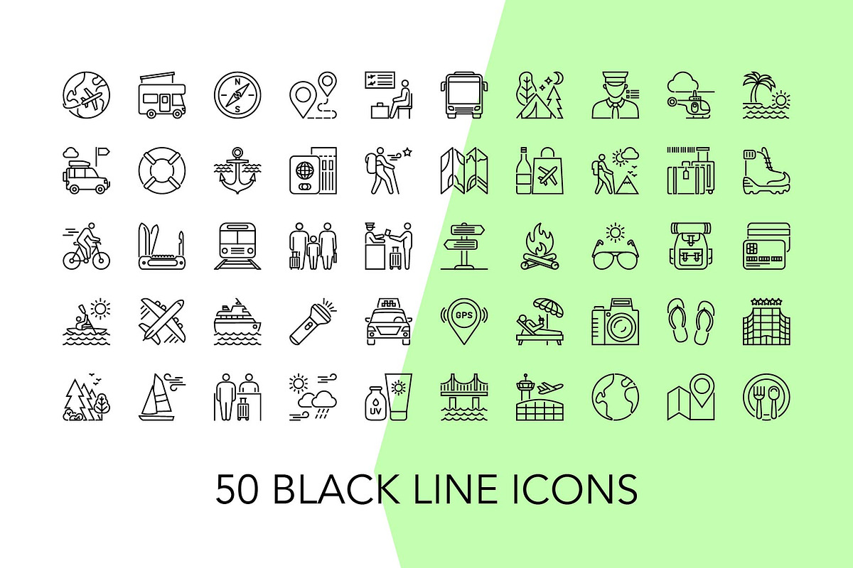 200 Travel and Tourism Icon Set, an Icon by Genestro Shop (Photo 2 of 5)