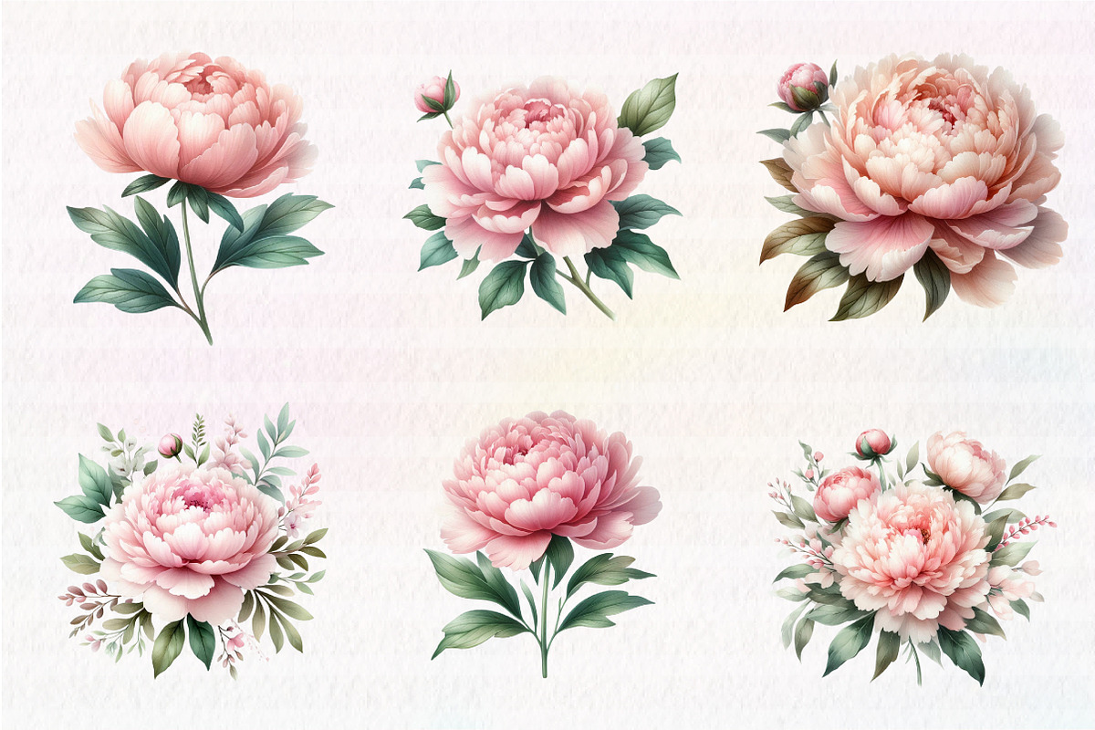Watercolor Blush Peonies Flowers, an Illustration by CreationArt (Photo 7 of 7)